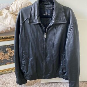London Fog Black Bomber Jacket with Matte Finish